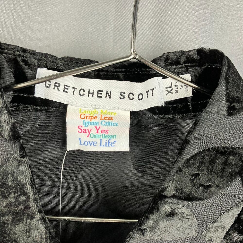 Gretchen Scott Sheer Velvet Burnout Blouse Women XL Designer Boho Whimisigoth - Picture 7 of 9